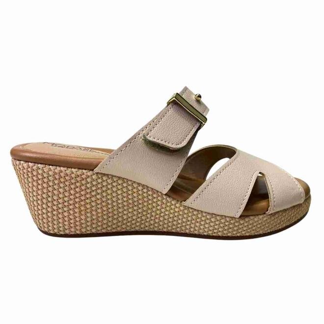 Tamanco Modare Anabela Creme/Tan/Multi Natural