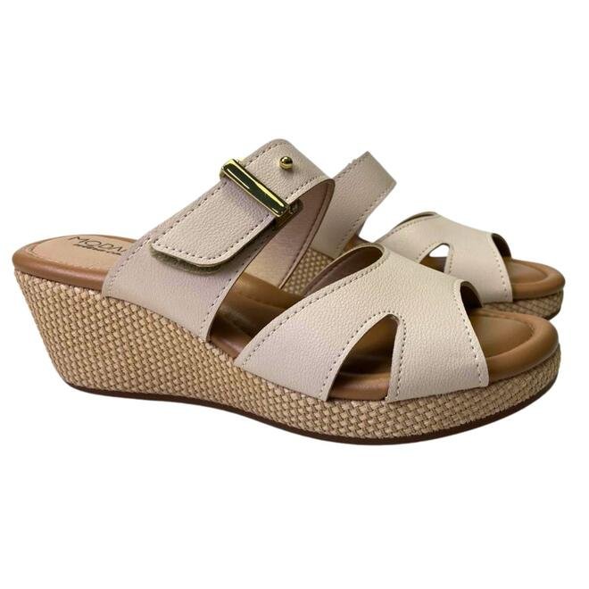 Tamanco Modare Anabela Creme/Tan/Multi Natural Creme 3