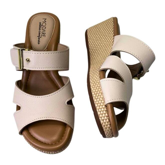 Tamanco Modare Anabela Creme/Tan/Multi Natural Creme 4