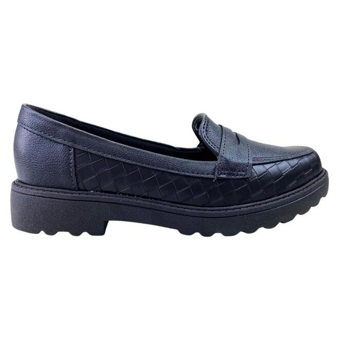 Sapato Modare Mocassim Napa Tresse Georgia Preto Feminino