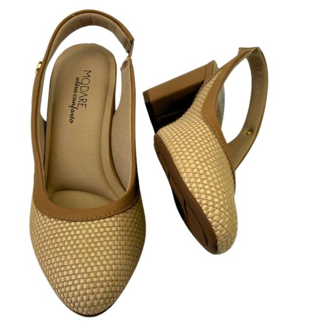 Sapato Modare Tecido Tramado Multi Natural Tan Bege 4