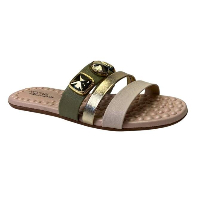 Rasteira Modare Napa Floather Verde/Creme/Dourado Creme 2