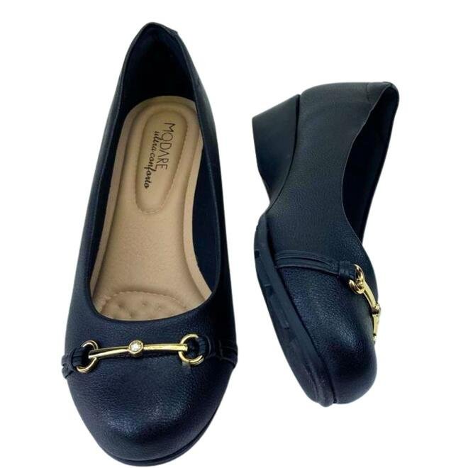 Sapato Modare Napa Floather Nature/Pele Strech Preto Preto 4