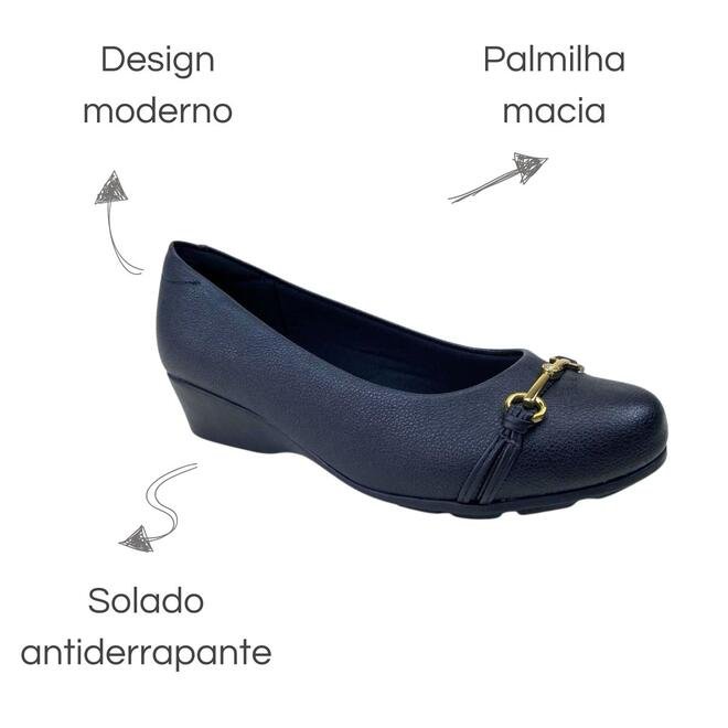 Sapato Modare Napa Floather Nature/Pele Strech Preto Preto 6