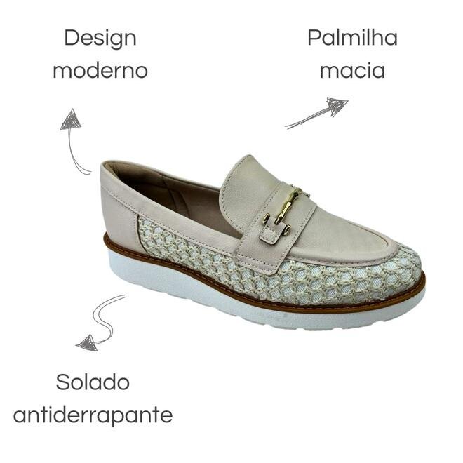 Sapato Modare Tecido Croche Santiago Multi Creme Creme 6