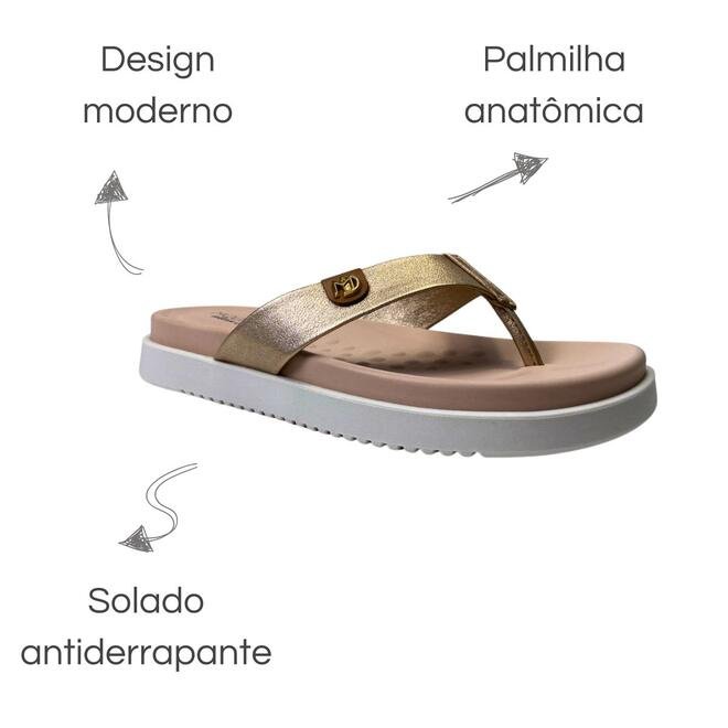 Chinelo Modare Metalizado London Dourado/Camel Dourado 6