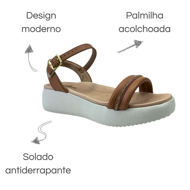 Sandália Modare Napa Pele Strech Nude/Ouro Rosado Nude 6