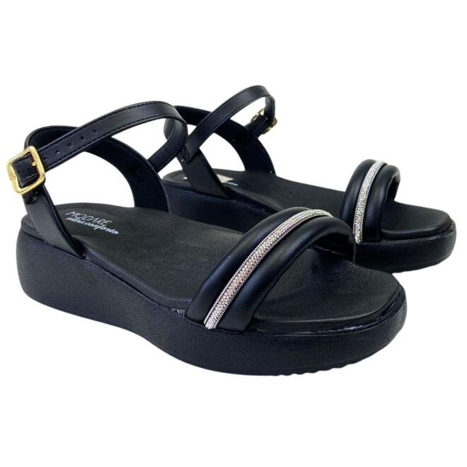 Sandália Modare Napa Pele Strech Preto/Cristal/Preto Preto 3