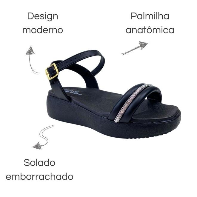 Sandália Modare Napa Pele Strech Preto/Cristal/Preto Preto 6