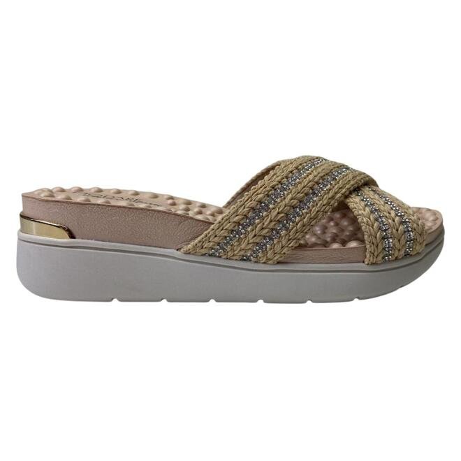 Tamanco Modare Anabela Tira Pronta Natural-Cristal