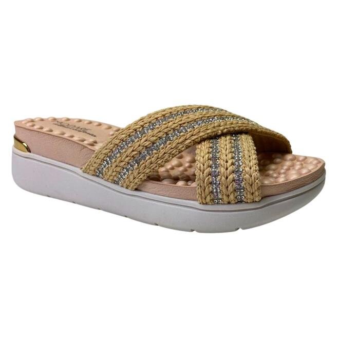 Tamanco Modare Anabela Tira Pronta Natural-Cristal Bege 2