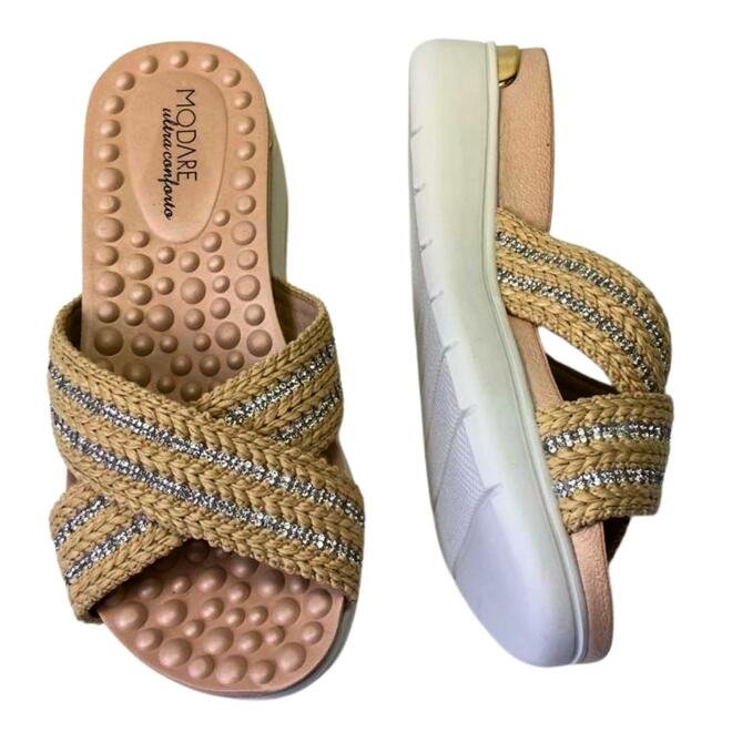 Tamanco Modare Anabela Tira Pronta Natural-Cristal Bege 4