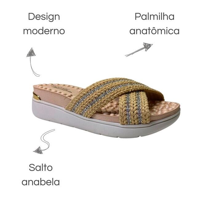 Tamanco Modare Anabela Tira Pronta Natural-Cristal Bege 6