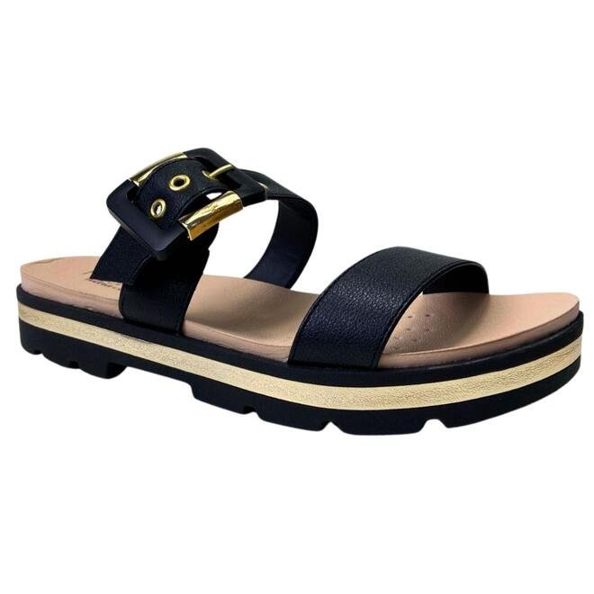 Chinelo Modare Napa Floather Nature/Metalizado Preto Preto 2