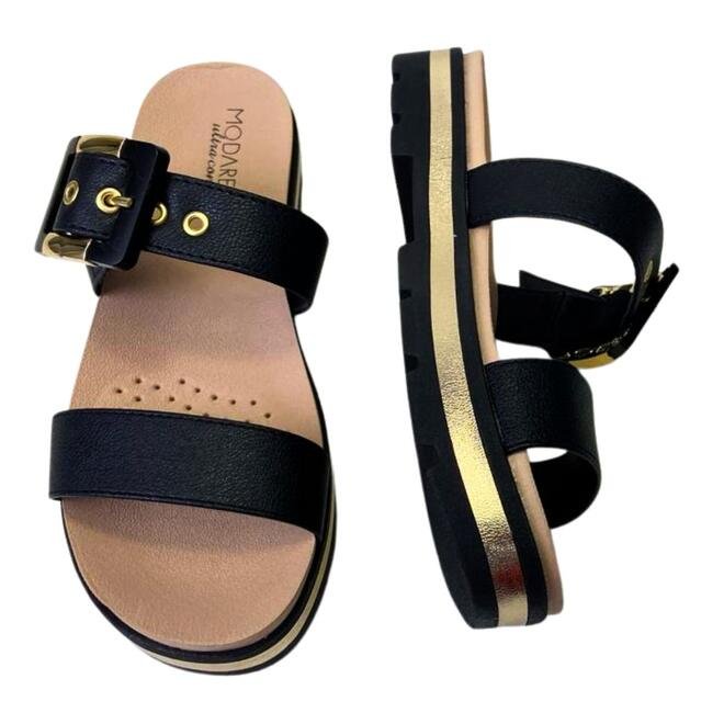Chinelo Modare Napa Floather Nature/Metalizado Preto Preto 4