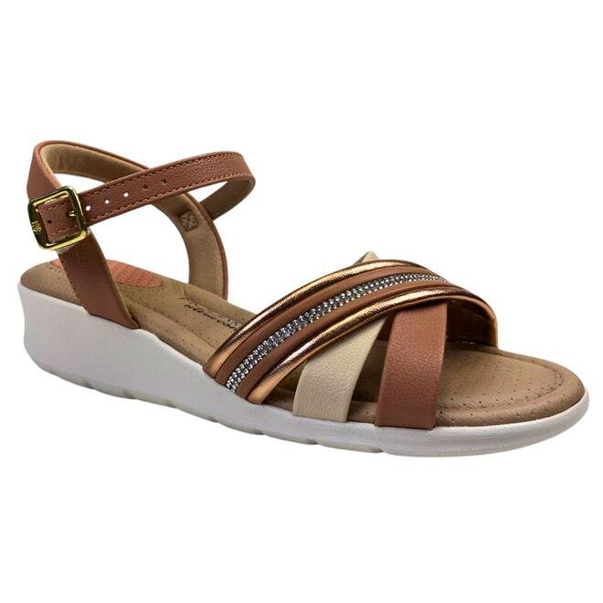 Sandália Modare Ouro Rosado/Nude/Cristal/Creme Marrom 2