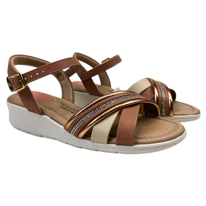 Sandália Modare Ouro Rosado/Nude/Cristal/Creme Marrom 3