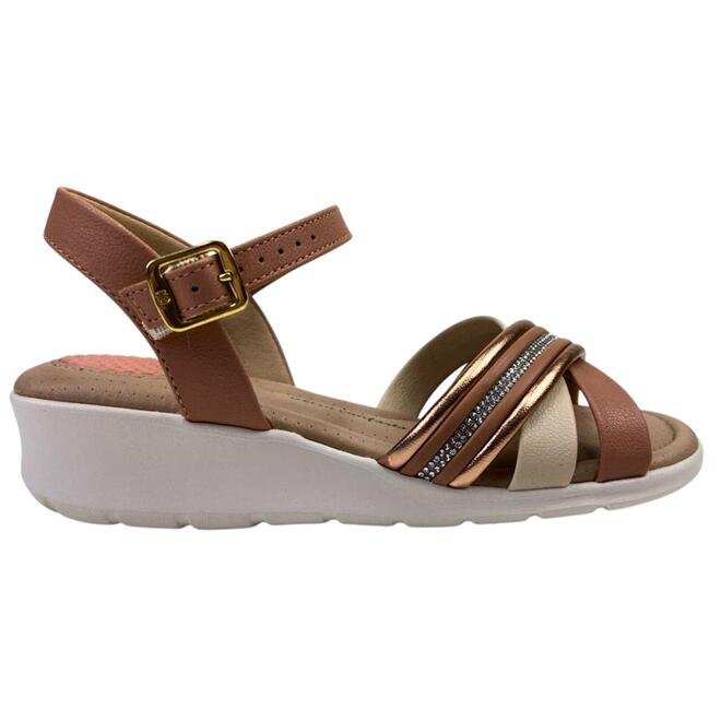 Sandália Modare Ouro Rosado/Nude/Cristal/Creme