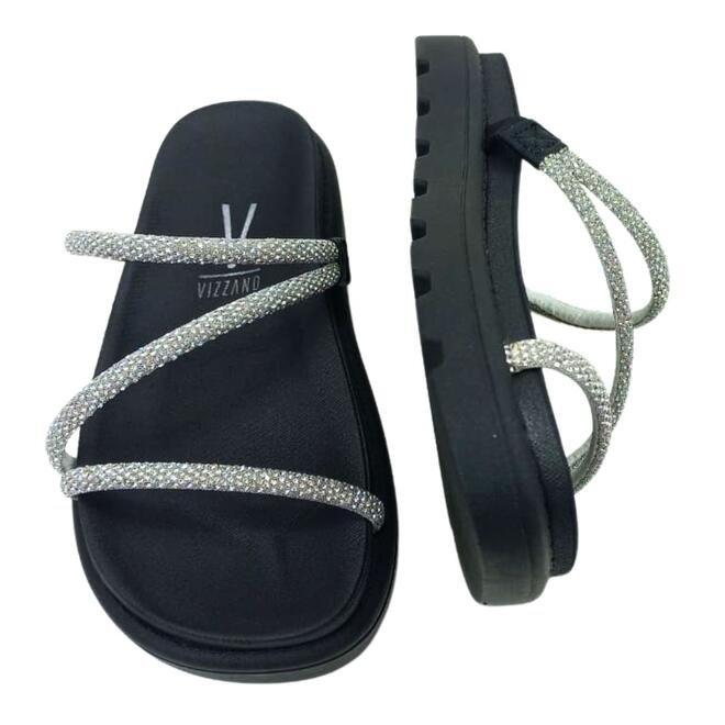 Chinelo Papete Vizzano Strass Cristal-Silver/Preto Preto/Branco 4