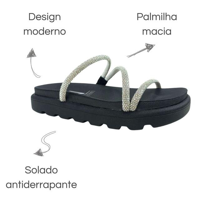Chinelo Papete Vizzano Strass Cristal-Silver/Preto Preto/Branco 6