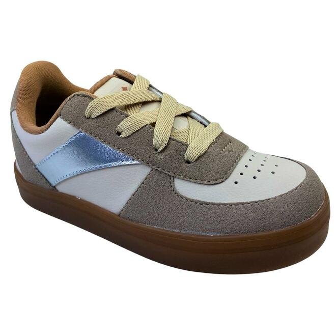 Tênis Novopé Sintético Infantil Off White/Tartufo/Ouro Light Marrom/Bege 2