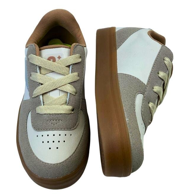 Tênis Novopé Sintético Infantil Off White/Tartufo/Ouro Light Marrom/Bege 4