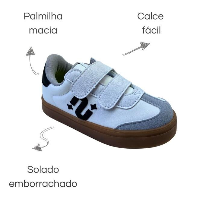 Tênis Novopé Sintético Infantil Branco/Cromo/Preto Branco 6