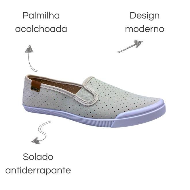 Sapatilha Moleca Microperfuros Branco Off/Camel Branco 6