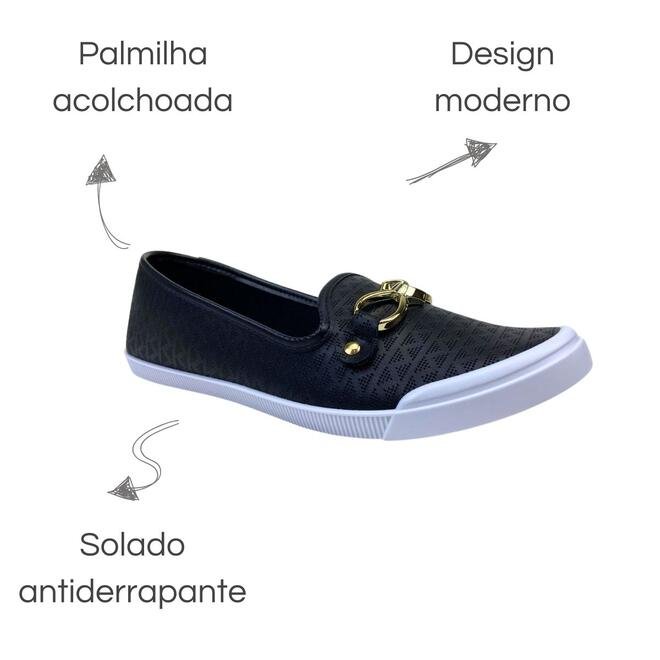 Sapatilha Moleca Napa Pesponto Menfis Preto Preto 6