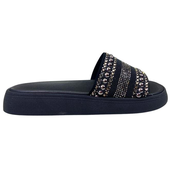 Chinelo Slide Moleca Camurça Flex Preto/Grafite-Preto