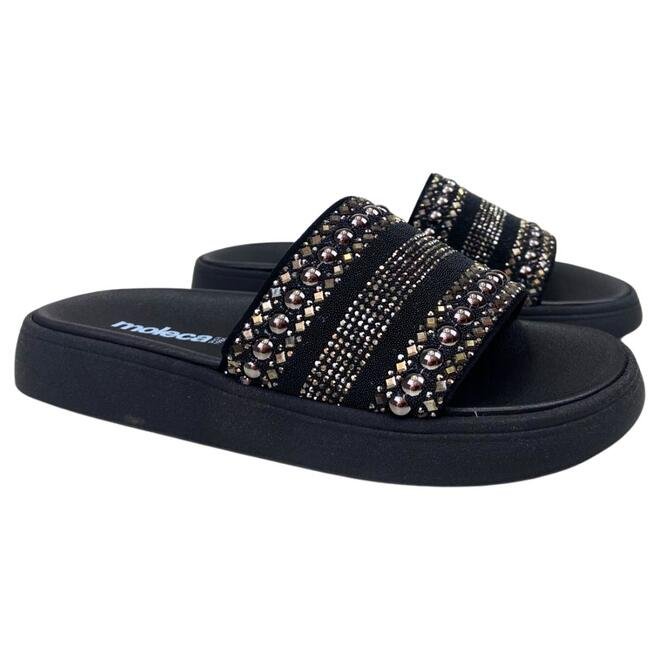 Chinelo Slide Moleca Camurça Flex Preto/Grafite-Preto Preto 3