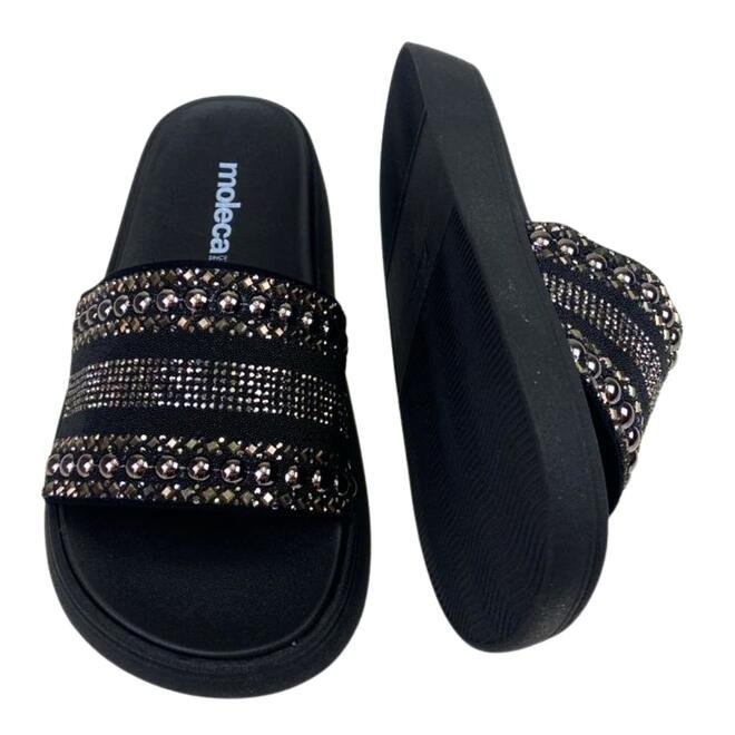 Chinelo Slide Moleca Camurça Flex Preto/Grafite-Preto Preto 4