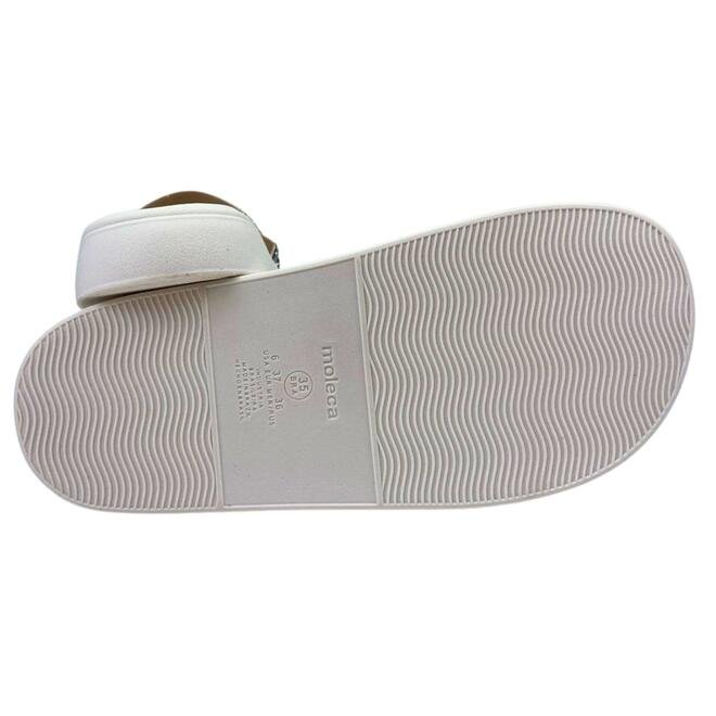 Chinelo Slide Moleca Camurça Branco Off/Niquel-Cristal Feminino Branco 5