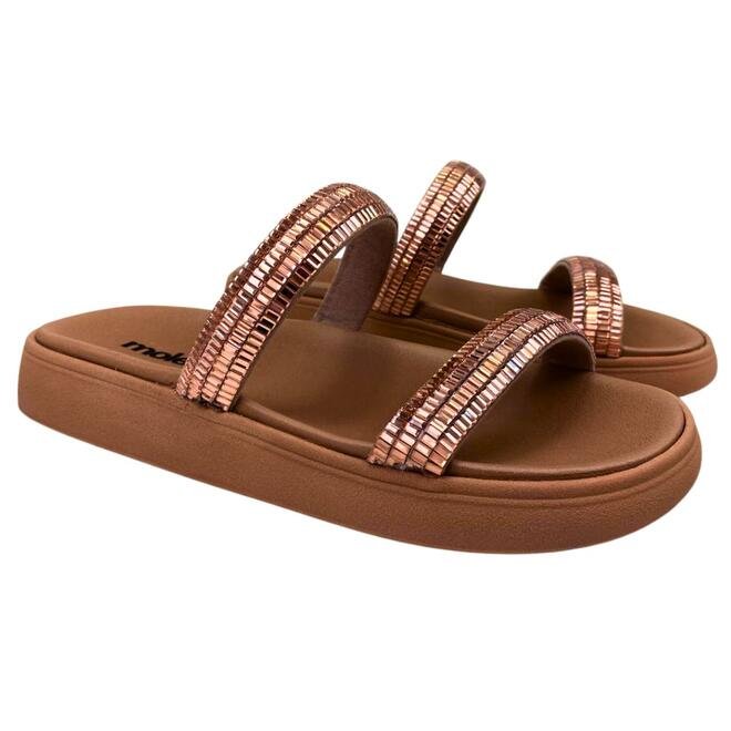 Chinelo Papete Moleca Tira Nantes Nude Light Peach Marrom 3