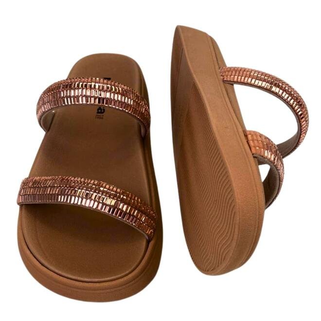 Chinelo Papete Moleca Tira Nantes Nude Light Peach Marrom 4