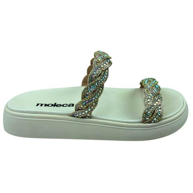 Chinelo Papete Moleca Dourado/Aurora Boreal/Bco Off Feminino