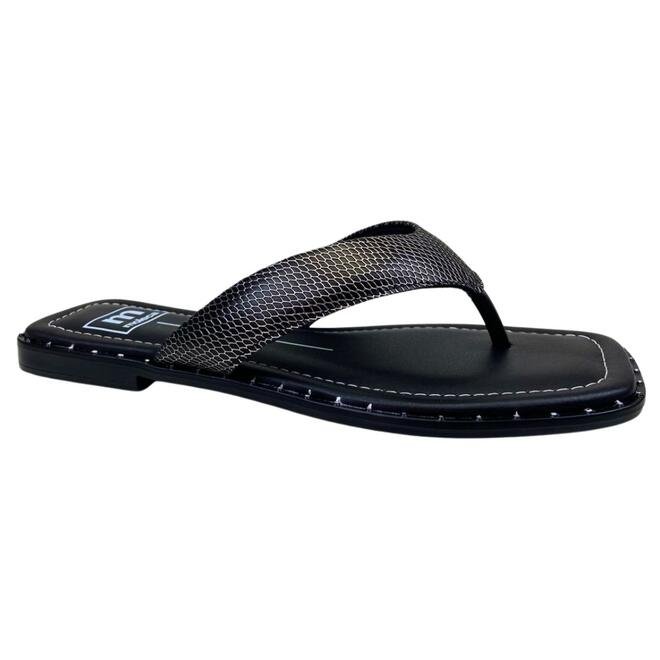 Chinelo Rasteira Moleca Napa Pele Strech Preto-Grafite Preto 2