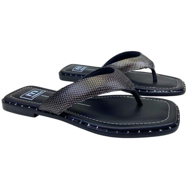 Chinelo Rasteira Moleca Napa Pele Strech Preto-Grafite Preto 3