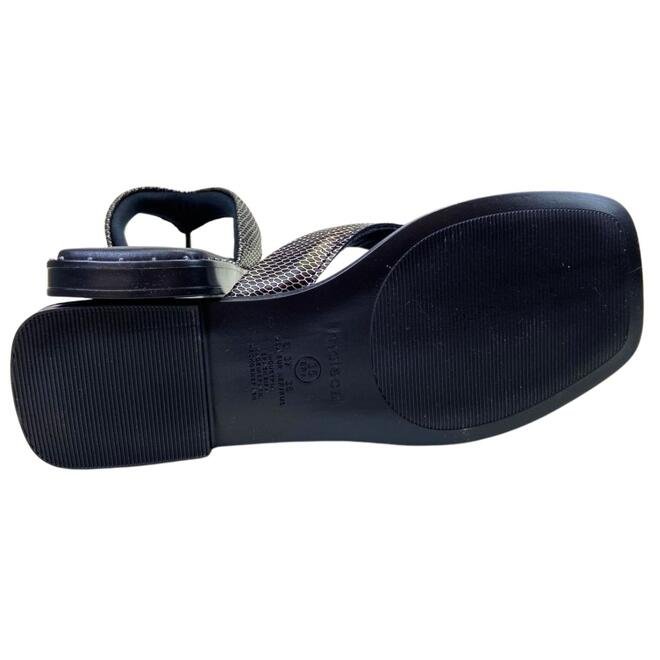 Chinelo Rasteira Moleca Napa Pele Strech Preto-Grafite Preto 5