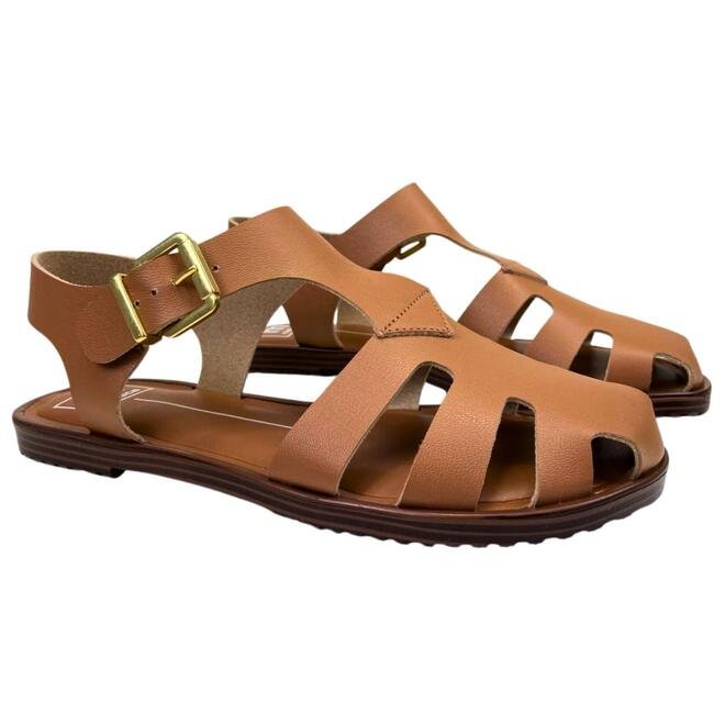 Sandália Rasteira Moleca Napa Turim Camel Camel 3