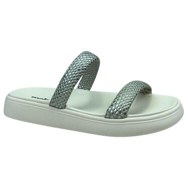 Chinelo Papete Moleca Napa Ravenna Branco Off/Prata Prata 2