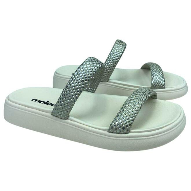 Chinelo Papete Moleca Napa Ravenna Branco Off/Prata Prata 3