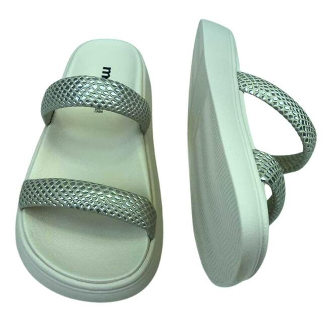 Chinelo Papete Moleca Napa Ravenna Branco Off/Prata Prata 4
