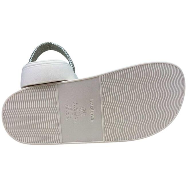 Chinelo Papete Moleca Napa Ravenna Branco Off/Prata Prata 5