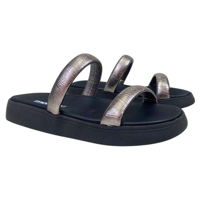Chinelo Papete Moleca Tira Metalizado Grafite/Preto Grafite 3
