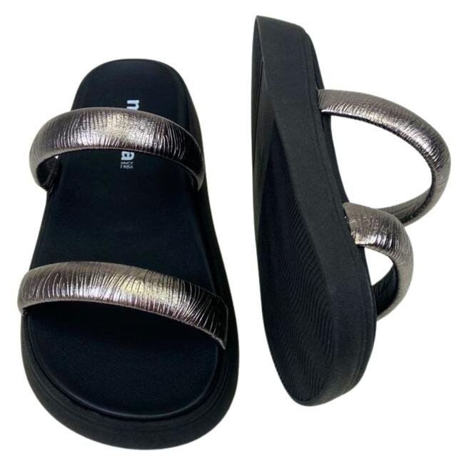 Chinelo Papete Moleca Tira Metalizado Grafite/Preto Grafite 4