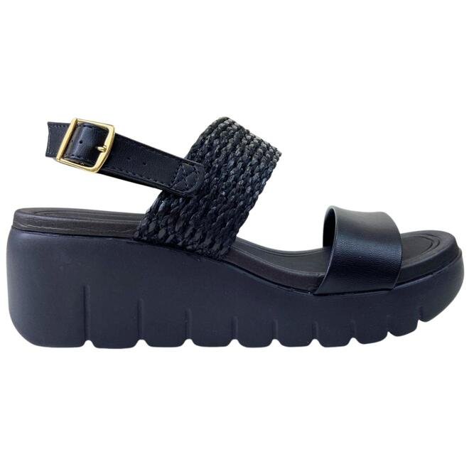 Sandália Moleca Anabela Napa Turim Preto/Preto Feminino