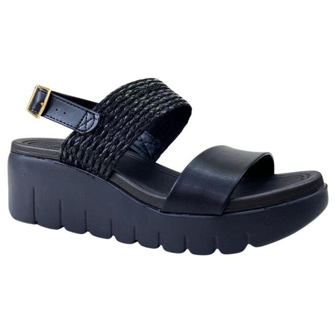 Sandália Moleca Anabela Napa Turim Preto/Preto Feminino Preto 2