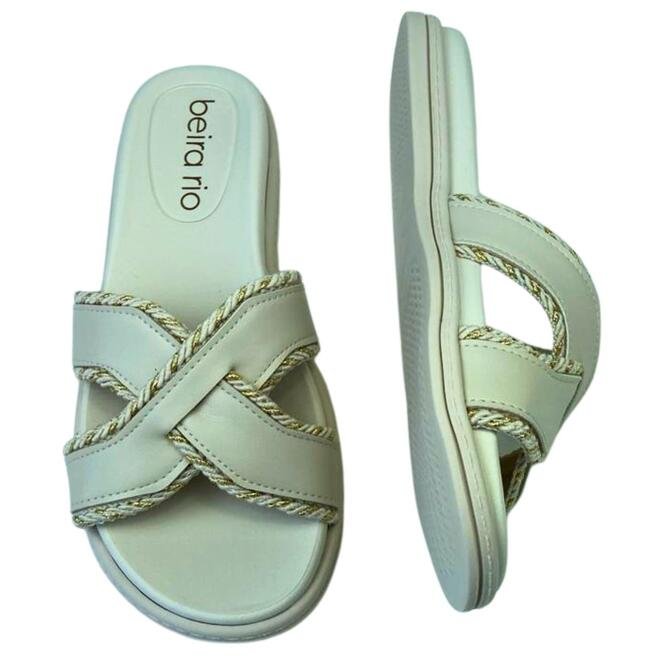 Chinelo Papete Beira Rio Napa Turim Branco Off Branco 7