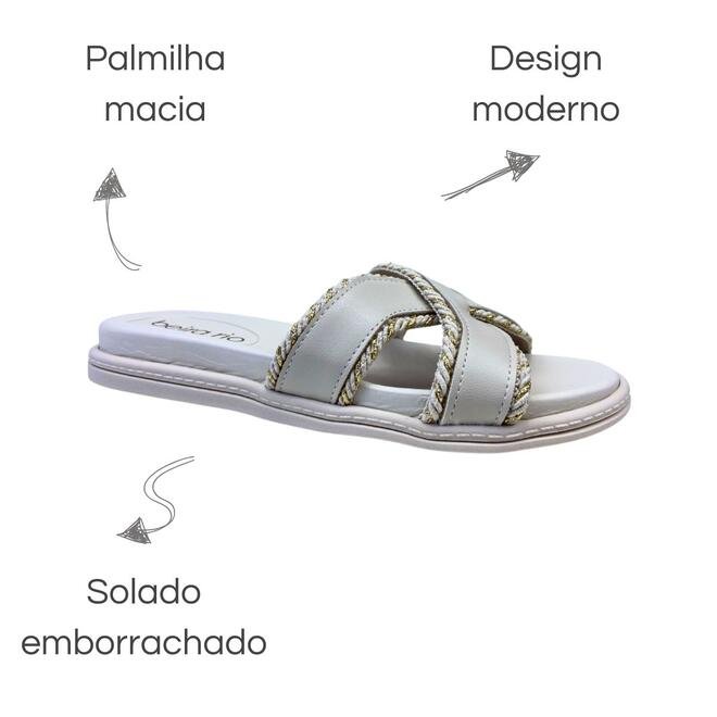 Chinelo Papete Beira Rio Napa Turim Branco Off Branco 3